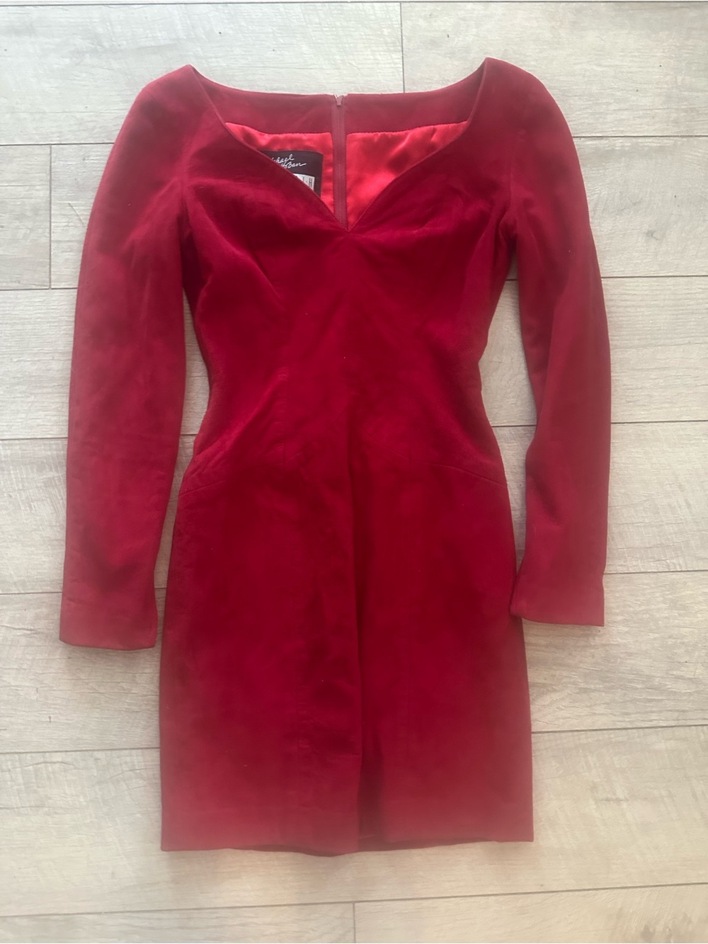 Vintage Michael Hoban North Beach Leather Burgundy Suede Mini Dress Size 3/4